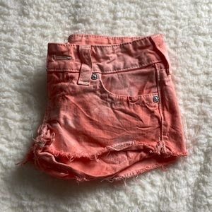 True Religion Cutoff Denim Short Shorts in Coral - Size 26